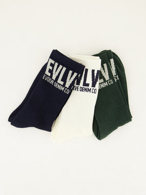 3 Pack Ribbed Long Socks