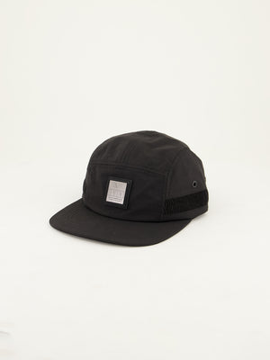 Nylon 5 Panel Flat Peak Cap.Pleated Panel Detail.