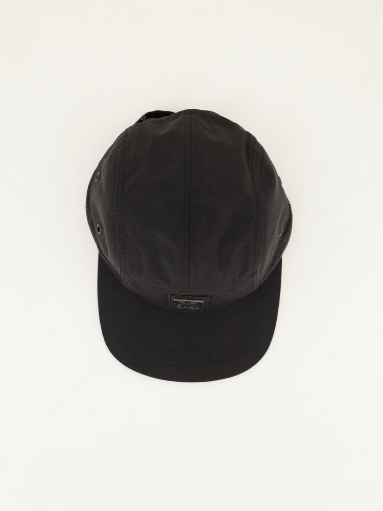 Nylon 5 Panel Flat Peak Cap.Pleated Panel Detail.