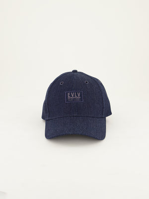 Denim Peak Cap.Woven Label Detail.
