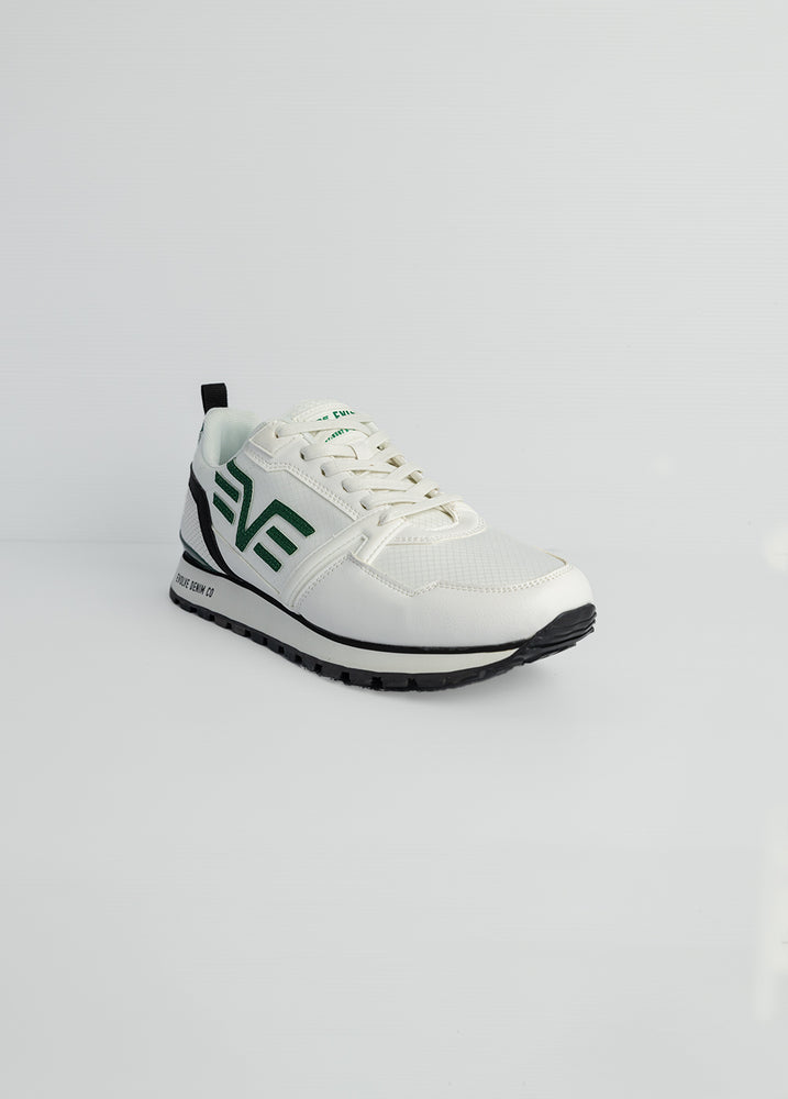 Evolve White And Green Racer Sneaker.