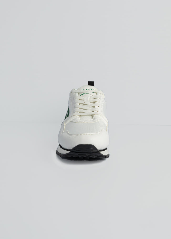 Evolve White And Green Racer Sneaker.
