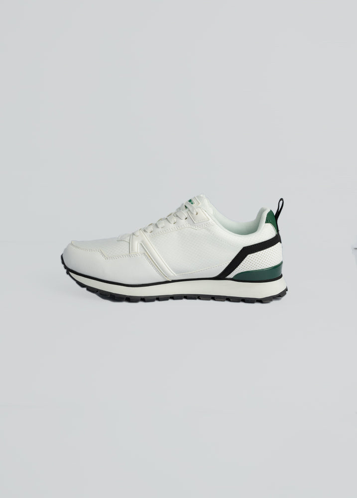 Evolve White And Green Racer Sneaker.