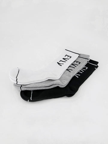 Long Ribbed Socks.EVLV Jacquard Branding.