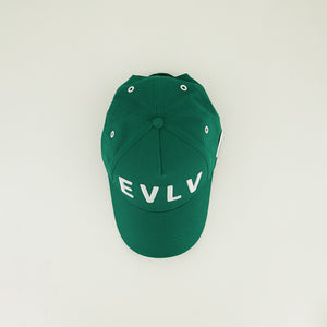 Evolve Green Peak Cap.White EVLV Embroidery And Trims.
