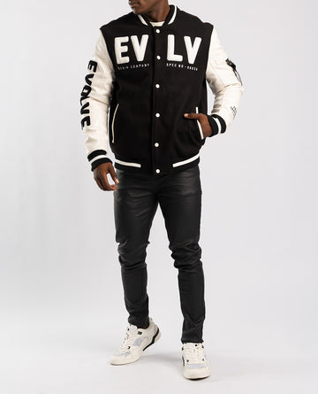 Mens Evolve Black Varsity Jacket